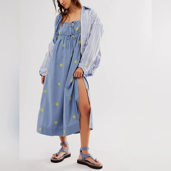 NWOT Free People Emory Embroidered Midi Dress $168 XS - Picture 4 of 9